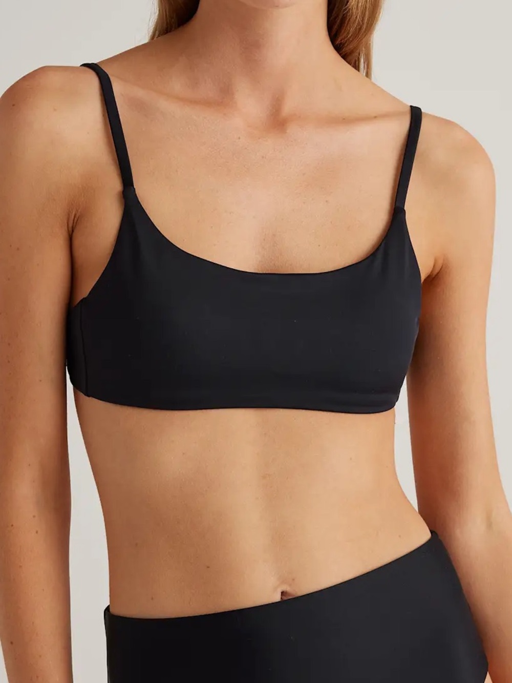 Quince NWT Italian Scoop Neck Bikini Top Black Medium XL Bathing Suit Top